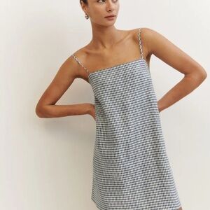 Reformation Aubree Black and White Gingham Dress, XS